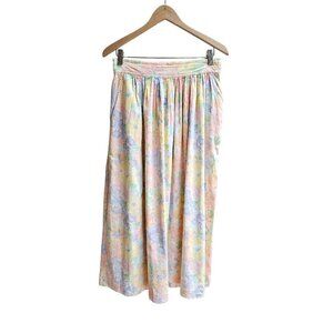 Vintage Calvin Klein Studio Floral Pastel Skirt, Cotton/Linen/Ramie, Size S/M